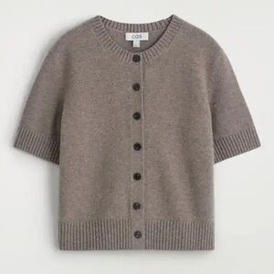 COS Merino Wool Short-sleeved Cardigan - Mole - Small